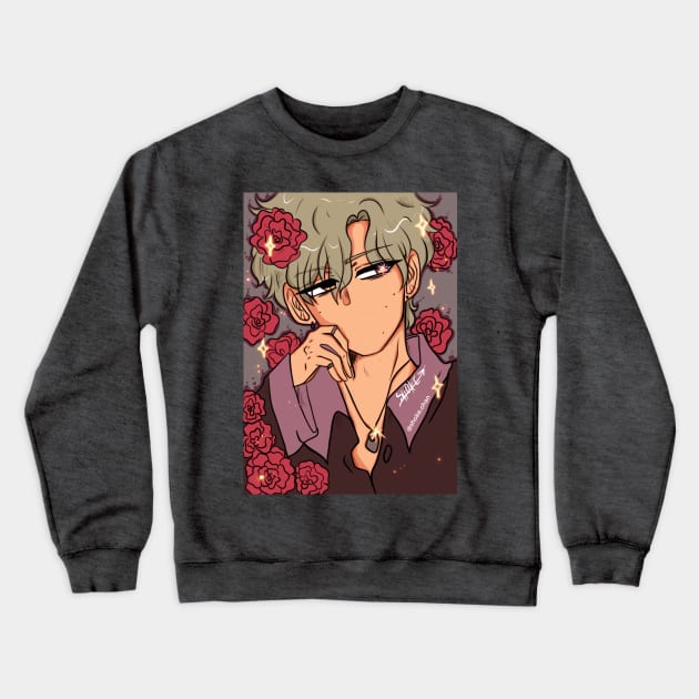 Flower anime boy Crewneck Sweatshirt by shoke.chan